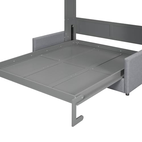 Ball & Cast Queen Size Murphy Bed Wall Bed with Sofa,can be Folded,Multifunctional Hideaway Cabinet Bed Frame,No Box Spring Needed,for Apartment,Bedroom,Guest Room,Gray Ball & Cast
