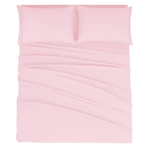 Mejoroom Queen Size Sheet Set - Hotel Luxury 1800 Bedding Sheets & Pillowcases - Deep Pocket Fitted Sheet, Soft, Breathable, Wrinkle & Fade Resistant - 4 Piece (Queen, Blush Pink) Mejoroom