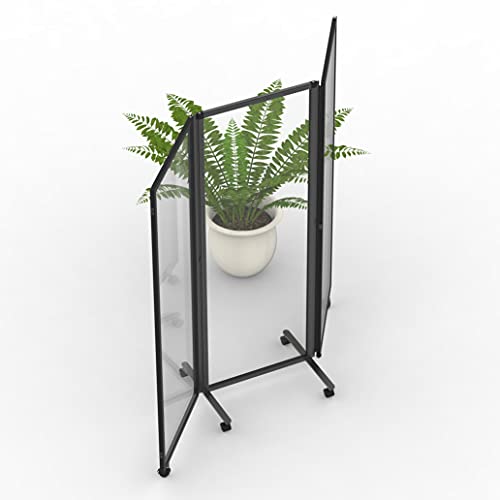 Stand Up Desk Store ReFocus Three-Panel Trifold Acrylic Room Divider Partition Privacy Screen (Clear Acrylic, 71" x 65") S Stand Up Desk Store