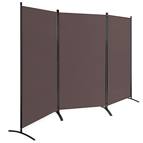 Giantex 3 Panel Room Divider, 6 FT Folding Privacy Screen, Wall Partition for Room Separation, Folding Divider for Home Office, Living Room, Brown Giantex