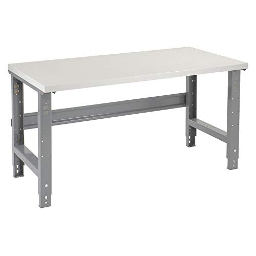 Global Industrial Adjustable Height Workbench C-Channel Leg, Plastic Laminate Square Edge, 60" W x 30" D, Gray Global Industrial