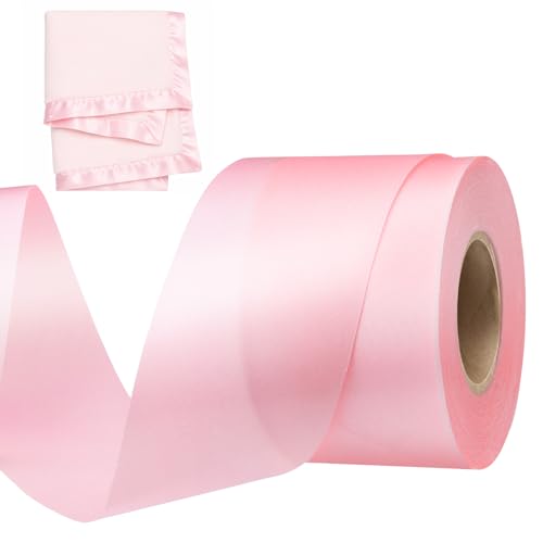 Retrowavy 2" x 25 Yards Satin Poly Blanket Binding Tape, Single Fold Polyester Quilt Binding Trim, Glossy Satin Edging for Sewing, Quilting, Blankets, Crafts, Fabric Projects (Pink) Retrowavy