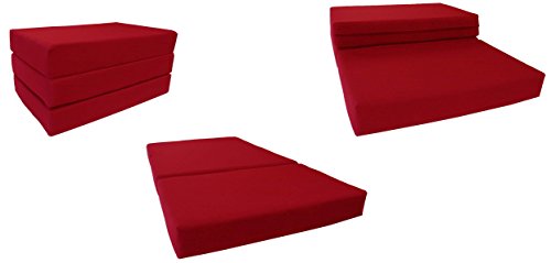 D&D Futon Furniture Shikibuton Trifold Foam Bed, Folding Mattress, Ottoman, Twin Size Red, 75 x 39 x 6 Thickness D&D Futon Furniture