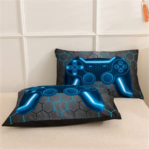 NTBED Game Console Comforter Set for Boys Girls Kids 3D Gaming Lightweight Microfiber Gamer Bedding Sets (Blue, Twin) NTBED