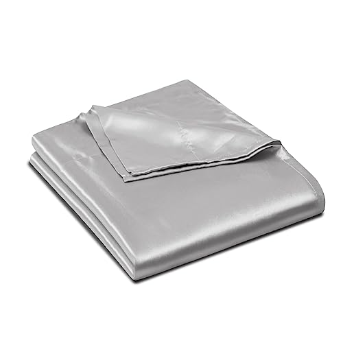 Ersmak Satin Flat Sheet Only, Single Flat Sheet King, Luxury & Ultra Soft Silky Bedding Top Sheet for King Mattress - Grey Ersmak