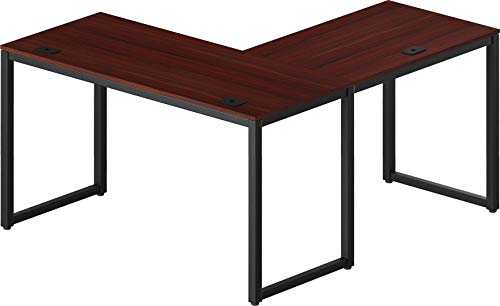 SHW Home Office 55"x60" Large L Shaped Corner Desk, 24" Deep, Cherry SHW