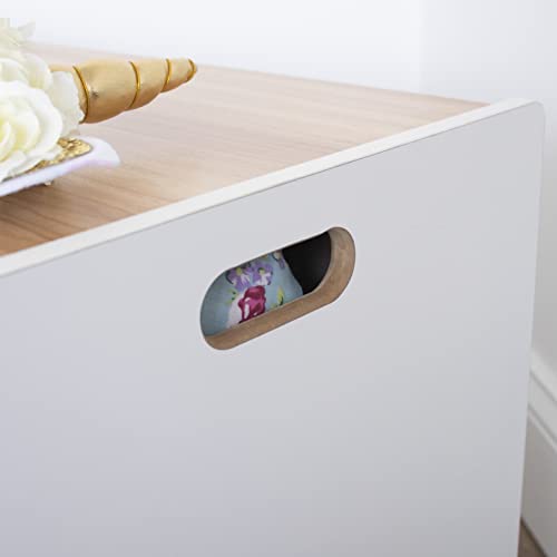 Humble Crew Expedition Hinged Toy Storage Chest with Lid, White & Natural Wood Humble Crew