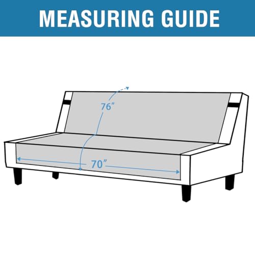 H.VERSAILTEX 100% Waterproof Futon Cover Reversible Futon Slipcover Armless Sofa Slipcover Furniture Protector Seat Width Up to 70" Washable with Adjustable Elastic Strap Anti-Slip, Grey/Beige H.VERSAILTEX
