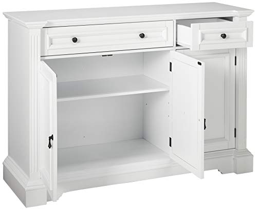 Kings Brand Furniture White Finish Wood Buffet Breakfront Cabinet Console Table With Storage, Drawers, Shelves Kings Brand Furniture