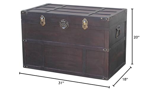 Vintiquewise QI003041LNEW Antique Style Wooden Steamer Trunk Vintiquewise