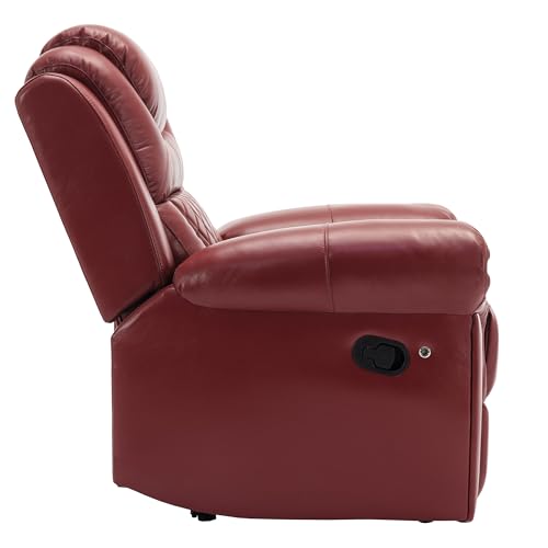 ERYE Manual Recliner Chair with LED Light Strip for Living Room, Bedroom, Manual Reclining Home Theater Seating Armchair, Faux Leather Tufted