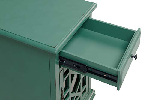Martin Svensson Home Elegant Power Chairside End Table, 24 in x 16 in x 25 in, Antique Teal Martin Svensson Home