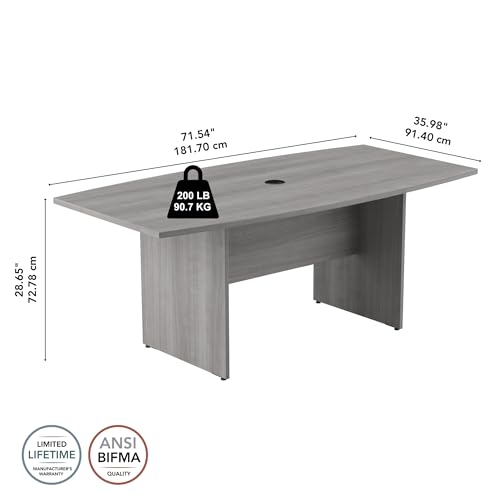 Bush Business Furniture Boat Shaped Conference 4-6 People with Wood Base | Stylish 6 FT Table for Office Boardrooms and Training Rooms, 72W x 36D, Platinum Gray Bush Business Furniture