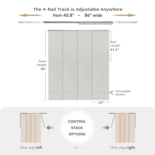 GoDear Design 99.99% Blackout Adjustable Sliding Door Blinds, Privacy Curtain Panels, Extendable Track from 45.8" to 86" W, Trimmable Fabric Panel Up to 96" H, Snowfall Night GoDear Design