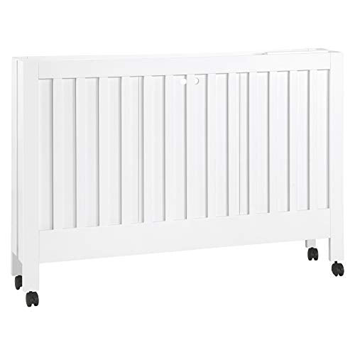 Babyletto Maki 2-in-1 Baby Crib Convertible to Toddler Bed - GREENGUARD Gold Certified Portable Folding Wood Crib w/ Toddler Conversion Kit - 4 Adjustable Heights, Easy to Assemble - White