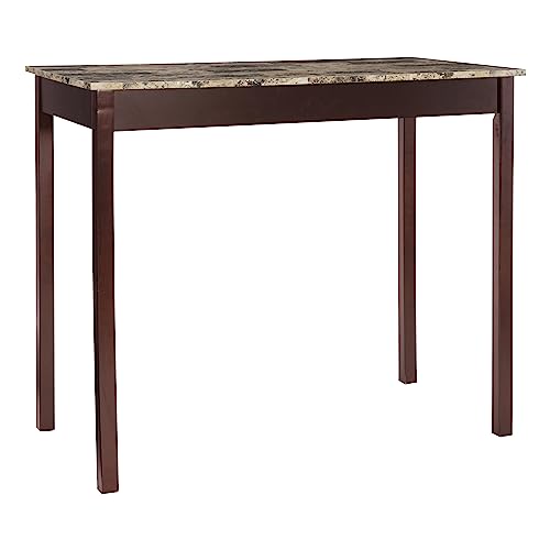 Linon Brown 3-Piece Table Faux Marble Tavern Set, 42" w x 22.25" d x 36" h Linon