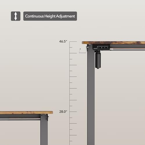 LongKe Electric Standing Desk Adjustable Height, 40x24 Inches Sit Stand up Desktop for Home Office, Ergonomic Rising Computer Table with Memory Preset,Rustic Brown LongKe