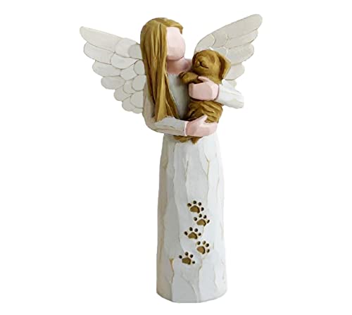 Waifugal Dog Memorial Gifts for Loss of Dog, Pet Memorial Gifts, Resin Angel Statues,Sculpting Angels,Pet Sympathy Gifts(White)