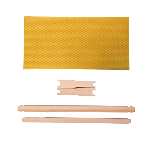 Honey Lake Deep Beehive Frames and Foundations Kit, 10 Pack Brood Wooden Frames and Natural Beeswax Dipped Plastic Foundation for Beekeeping Honey Lake