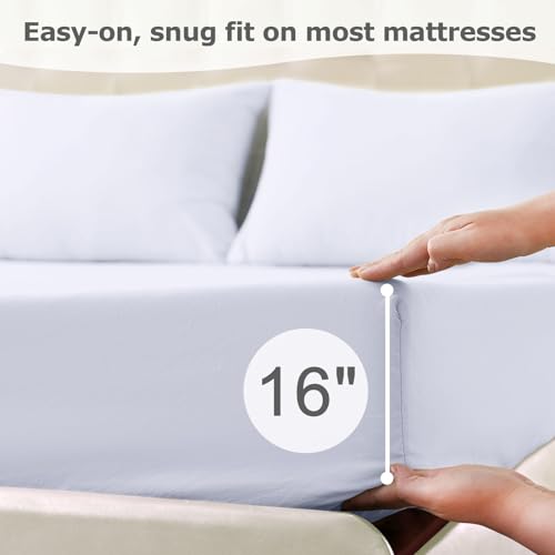 Homilay Twin Size Bed Sheet Set - 3 Piece Soft Microfiber Sheets with Deep Pockets, Cooling Technology, and Wrinkle-Free Pillowcase. Hotel-Quality, Durable Bedding, Brilliant White Homilay