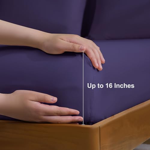 MCO Bedding Full Bed Sheets Set - Soft Bed Sheets - Cooling Breathable Bedding Set with 16" Deep Pocket (4 Pieces, Full, Purple Eggplant) MCO