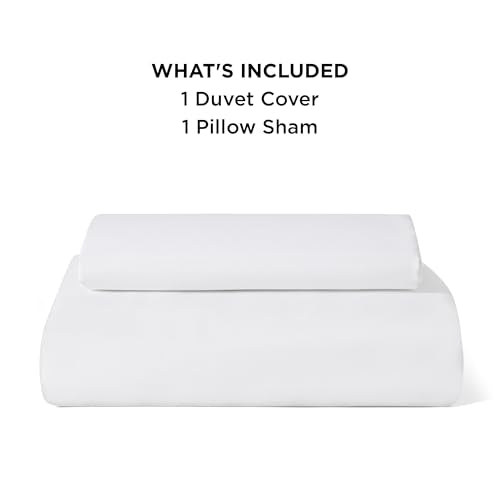 Bedsure Duvet Cover Twin/Twin XL Size - Soft Double Brushed Bedding Set for Kids & Adults, Zipper Closure, 2 Pieces, Includes 1 Duvet Cover (68"x90") & 1 Pillow Sham, NO Comforter, White Bedsure