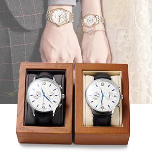 Oirv Solid Wood Single Watch Display Stand Showcase Jewelry Stand Watch Holder with Pillow(Square Single, Creamy-white) Oirlv