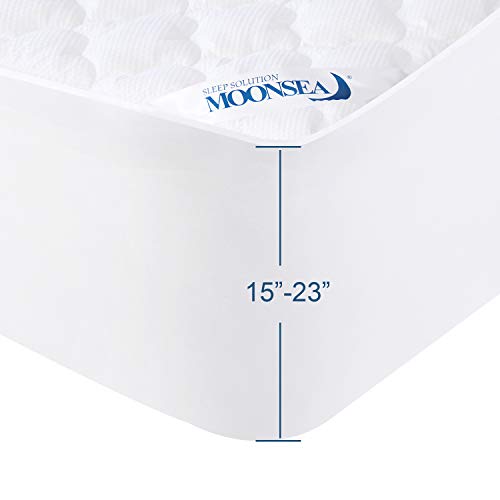 Queen Mattress Pad Thick Quilted Mattress Topper, Air Mattress Cover, Super Soft Breathable and Noiseless Down Alternative Fiber Extra Thick Mattress Pad with Deep Pocket Fits up to 23 Inch Mattress Moonsea