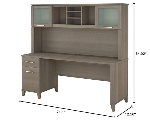 Bush Home Somerset 72W Office Desk with Drawers and Hutch in Ash Gray Bush Home
