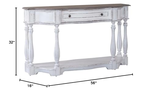 Liberty Furniture Magnolia Manor 56 Inch Hall Console Table European Traditional Home Accent Storage - Antique White & Weathered Bark LIBERTY FURNITURE INDUSTRIES, INC.