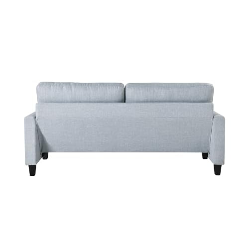 Serta® Lindbergh 70.5" Modern Transitional Sofa, Tufted Back Cushion, Square Track Arms, Solid Wood Legs, Dream Coil® Comfort, Woven Polyester Fabric, Light Gray Serta