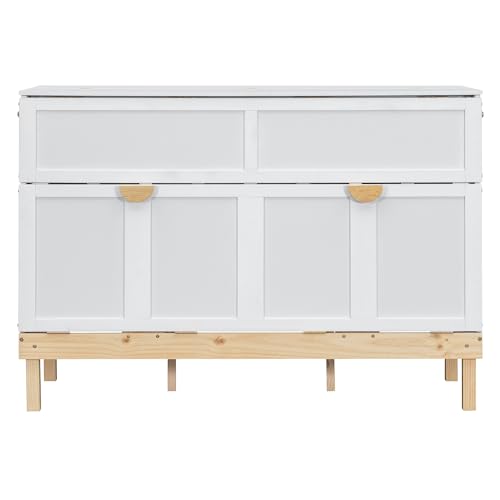 LZ LEISURE ZONE Queen Size Murphy Bed, Wood Cabinet Bed with Legs, White LZ LEISURE ZONE