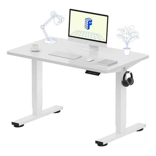 FLEXISPOT EN1 One-Piece Standing Desk 40 x 24 Inches Height Adjustable Desk for Home Office and Computer Workstation (White Frame + White Desktop) FLEXISPOT