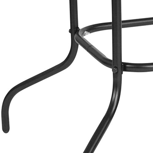 Flash Furniture Tory 31.5" x 55" Rectangular Tempered Glass Metal Patio Table with Umbrella Hole, Modern Rippled Glass Outdoor Dining Table, Black Flash Furniture