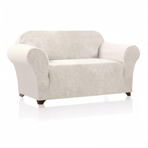 PrinceDeco Stretch Loveseat Sofa Cover Slipcover Couch Cover for 2 Cushion Sofa Washable Sofa Cover for Pets Friendly Furniture Protector Covers with Non Slip Bottom(Loveseat, Ivory) PrinceDeco