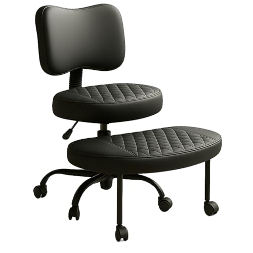 Cross Legged Office Chair Meditation ADHD Yoga Chair for Adults with Ergonomic Back Support Cushioned Seat and Leg Rest for Criss Cross Sitting Kneeling Fidgeting Height Adjustable 360° Swivel boldworks