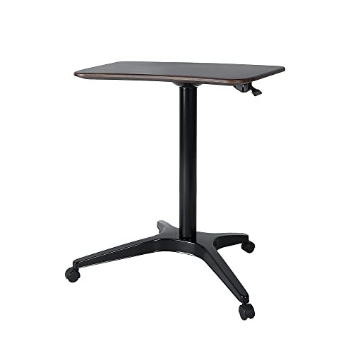 CARTMAY Mobile Standing Desk,Pneumatic Height Adjustable Laptop Desk, Mobile Laptop Desk with Wheels, Height Adjustable from 29.5'' to 47'',Black CARTMAY