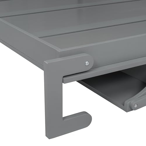 Merax Queen Murphy Bed with Tall 90.6" Closet Wardrobe & Shelves & Drawers, All-in-One Multi-Storage Side Flip Wood MDF Murphy Cabinet Bed Desk, Open/Close Hydraulically (Gray) Merax