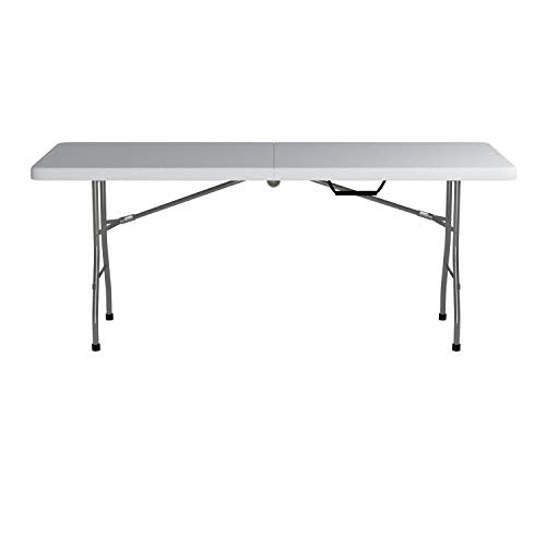 Office Star Resin Rectangle Center-Folding Portable Table for Picnics, Camping, and Tailgating, 6 Feet Office Star Products