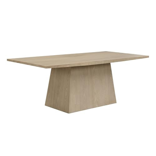 Christopher Knight Home Coadz 82 inch Wooden Dining Table, Modern Rectangular Kitchen Dinner Table for 6-8 People, Pedestal Wooden Dining Furniture for Kitchen Office Conference Room, Light Natural Christopher Knight Home