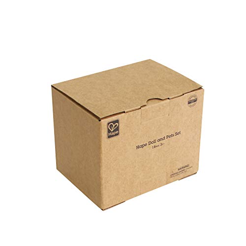 Hape Award Winning Wooden Dollhouse with Pet Set, Unique Accessories for Imaginative Play, 6 Family Figures - Adults 4.3" and Kids 3.5" Hape