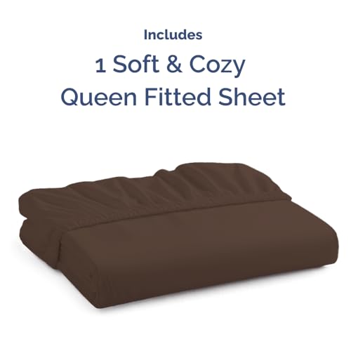 Queen Fitted Bed Sheet - Bottom Single Fitted Sheet Only - Ultra-Soft Hotel Luxury Bedding w/ 8-16 Inch Deep Pockets - Breathable, Cooling & Wrinkle Free - Easy-Care, Fade & Shrink Resistant - Brown CGK Unlimited