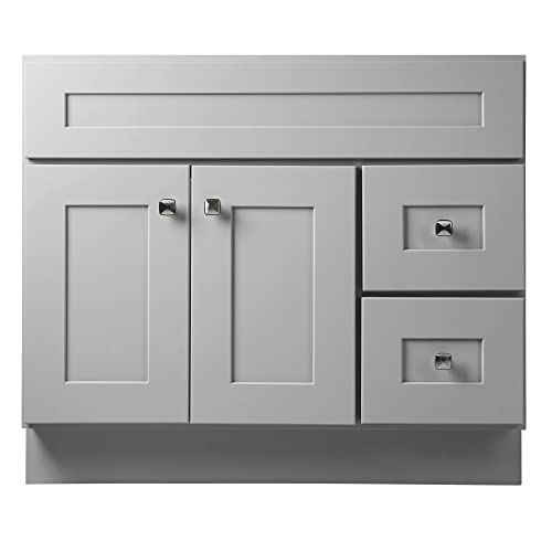 Design House 587097 Bath Unassembled Modern 2-Door 2-Drawer Bathroom Shaker Vanity Cabinet Only, 36 x 21,Grey Design House