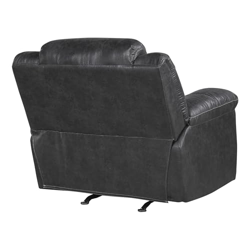 Lexicon Rocker Recliner Chair for Living Room, Wall Hugger Manual Recliner Chairs, Textured Microfiber Upholstered Rocking Reclining Chair, Home Theater Seating, Required Assembly, Black Lexicon