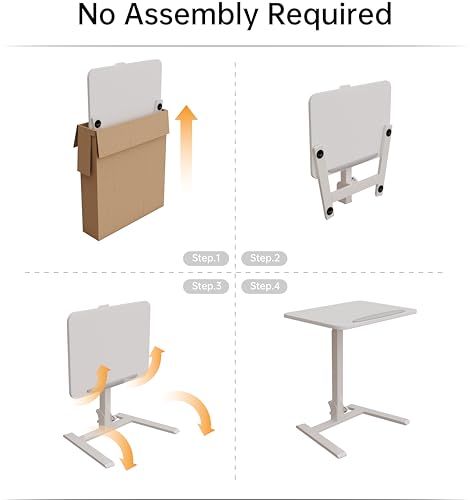 alawooder 25 Inch Mobile Folding Desk - No Assembly Pneumatic Sit-Stand Desk, 29-42" Height Adjustable Rolling Laptop Desk with Hidden Wheels, 0-90° Tilt Top for Home Office, Craft & Study alawooder