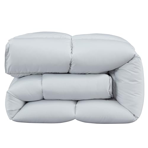 Chezmoi Collection All Season Twin Size Down Alternative Comforter - Plush Microfiber Fill - Box Stitch Quilted - Duvet Insert with Corner Tabs (Twin/Single, Silver Gray) Chezmoi Collection