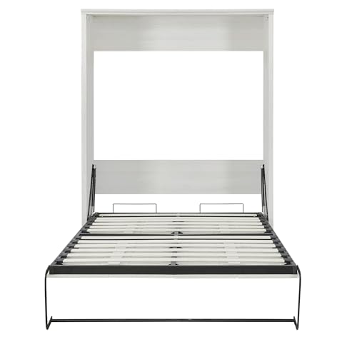 Harper & Bright Designs Queen Size Murphy Bed, Wood Queen Wall Bed Cabinet Bed, Rustic White Harper & Bright Designs