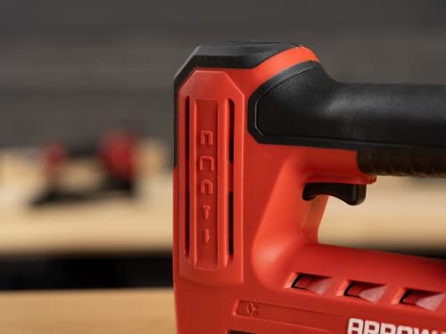 Arrow ET501F Corded 5-in-1 Professional Electric Staple and Nail Gun, Wire Stapler, and Brad Nailer for Upholstery, Framing, Insulation, Crafts, Fencing, and Cable, Black/Red Arrow