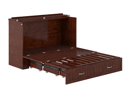 AFI, Southampton Murphy Bed Chest Queen with 6" Mattress, Storage Drawer & Built-in USB Charger, Walnut
