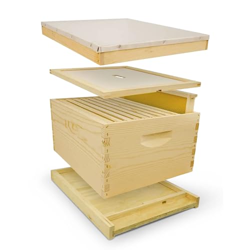 Mann Lake Unassembled Complete Bee Hive Box with Foundation, Langstroth 10 Frame 9 5/8" Hive Body, All Beekeeping Levels, Assembly Required Mann Lake